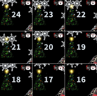 屏幕截图Instagram网格九平方块显示数从十六至二十四每人装饰雪花和圣诞树